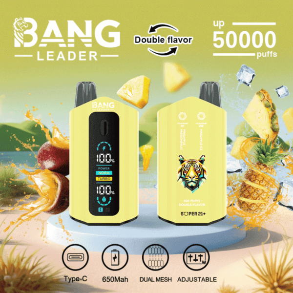 Bang Leader 50K Disposable Vape – Double Flavor, 2%/3%/5% Nicotine, LCD Screen