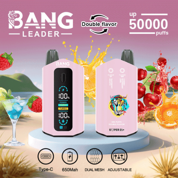 Bang Leader 50K Disposable Vape – Double Flavor, 2%/3%/5% Nicotine, LCD Screen