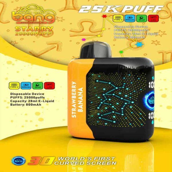Bang Starry 25000 Puffs Disposable Vape with LED Display – High Capacity & Rechargeable