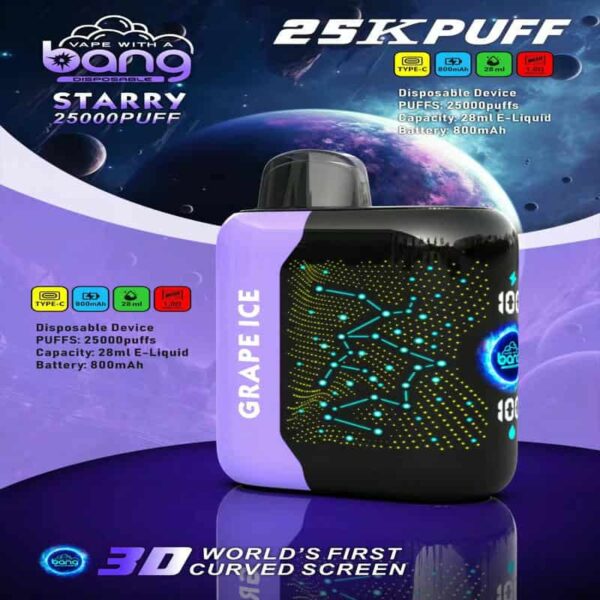 Bang Starry 25000 Puffs Disposable Vape with LED Display – High Capacity & Rechargeable