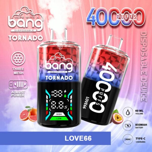 Bang Tornado 40000 Puffs – High Smoke Output, LED Screen, Long-Lasting Disposable Vape