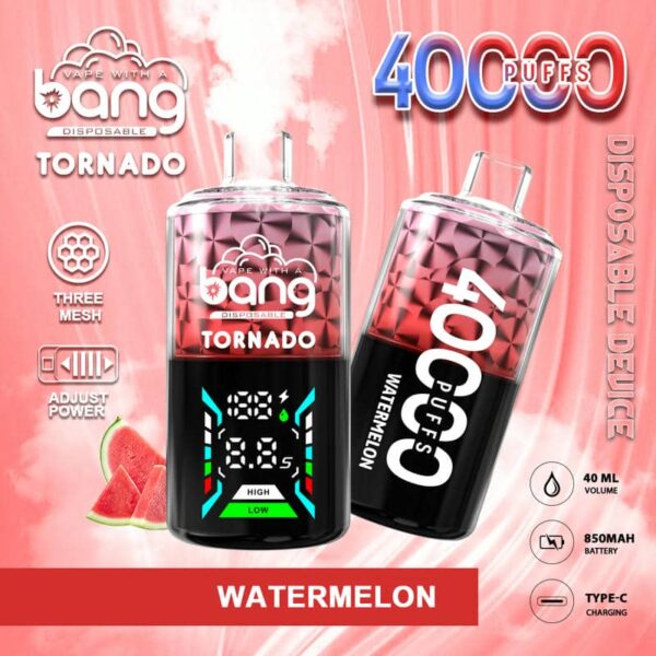 Bang Tornado 40000 Puffs – High Smoke Output, LED Screen, Long-Lasting Disposable Vape