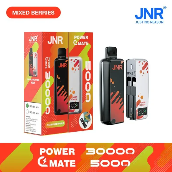 JNR Power Mate 30000 Puffs Disposable Vape – 5000mAh Power Bank, Smart Screen, Dual Function Vaping Powerhouse