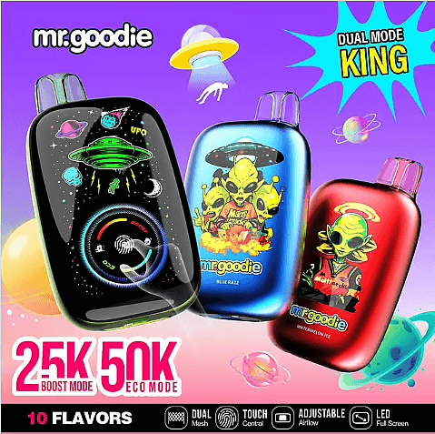 Mr.Goodie King 50000 | Dual Mode Vape with LED Display, Dual Coil & Fast Charge | 2–5% Nicotine