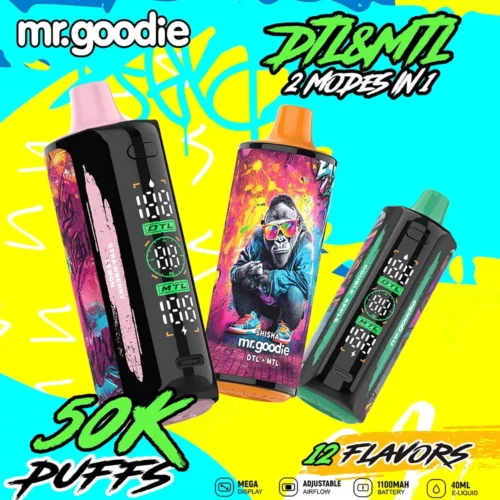 Mr.Goodie Shisha 50000 Puffs | Dual Mode DTL & MTL | LCD Screen Disposable Vape