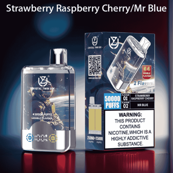 UZY Crystal Twin 50000 Puffs Disposable Vape – Dual Flavor, LED Display, 50K Puffs