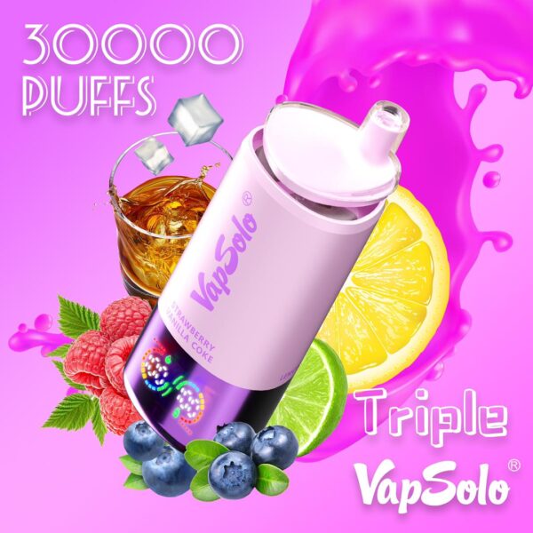 VapSolo Triple 30000 Puffs – Triple Flavor Disposable Vape with 45mL E-liquid, LCD Screen & Type-C Charging