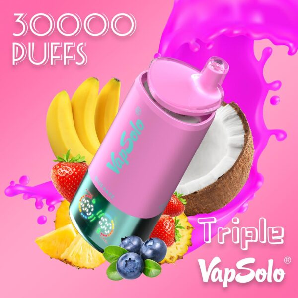 VapSolo Triple 30000 Puffs – Triple Flavor Disposable Vape with 45mL E-liquid, LCD Screen & Type-C Charging