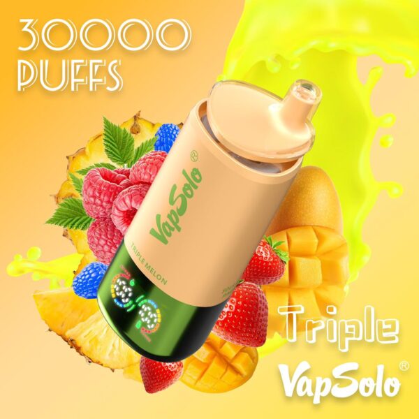 VapSolo Triple 30000 Puffs – Triple Flavor Disposable Vape with 45mL E-liquid, LCD Screen & Type-C Charging