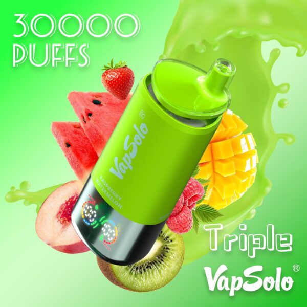VapSolo Triple 30000 Puffs – Triple Flavor Disposable Vape with 45mL E-liquid, LCD Screen & Type-C Charging