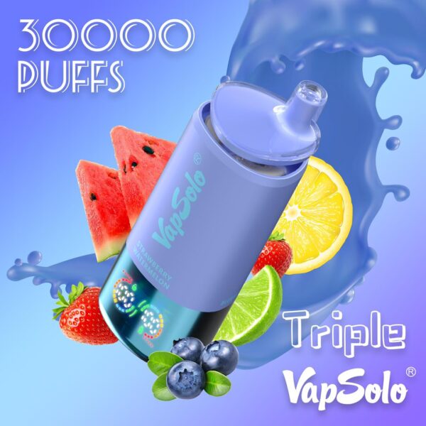VapSolo Triple 30000 Puffs – Triple Flavor Disposable Vape with 45mL E-liquid, LCD Screen & Type-C Charging