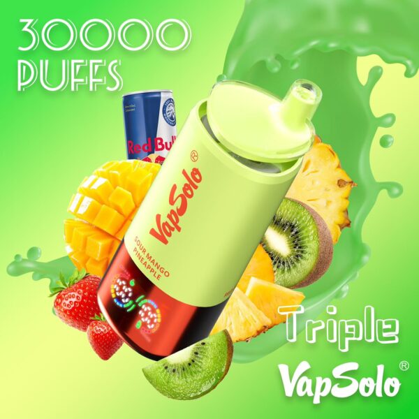 VapSolo Triple 30000 Puffs – Triple Flavor Disposable Vape with 45mL E-liquid, LCD Screen & Type-C Charging