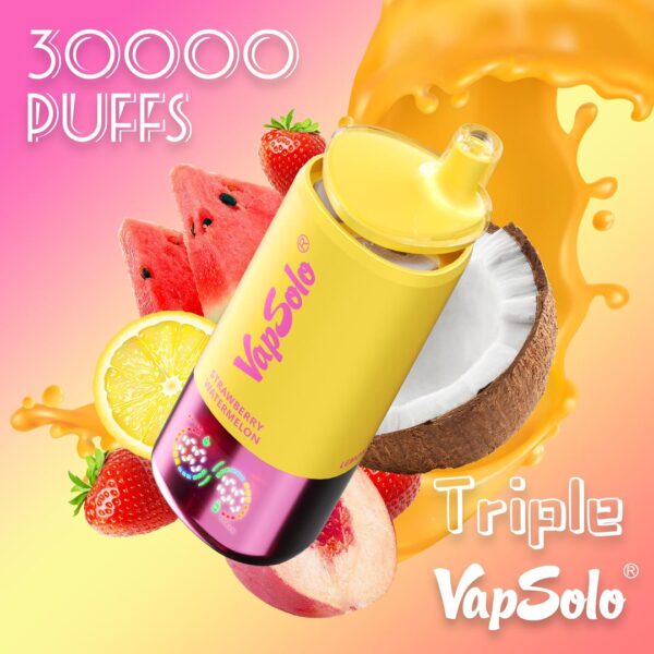 VapSolo Triple 30000 Puffs – Triple Flavor Disposable Vape with 45mL E-liquid, LCD Screen & Type-C Charging