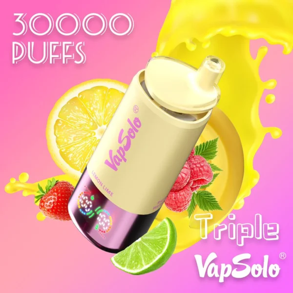 VapSolo Triple 30000 Puffs – Triple Flavor Disposable Vape with 45mL E-liquid, LCD Screen & Type-C Charging