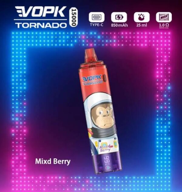 VOPK Tornado 15000 Puffs Disposable Vape – Dual Flavor, LED Display, Rechargeable Design