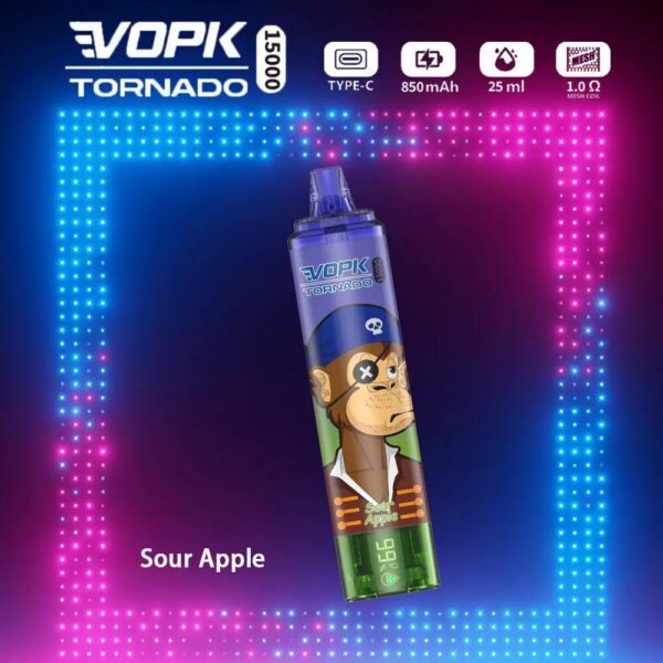 VOPK Tornado 15000 Puffs Disposable Vape – Dual Flavor, LED Display, Rechargeable Design