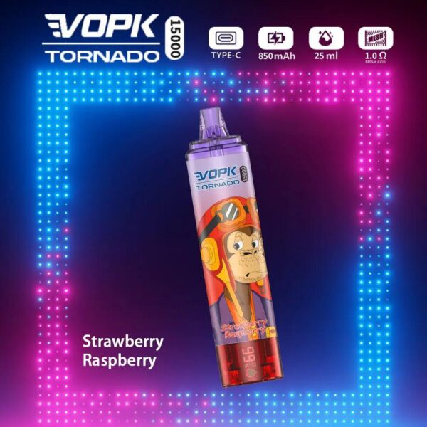 VOPK Tornado 15000 Puffs Disposable Vape – Dual Flavor, LED Display, Rechargeable Design