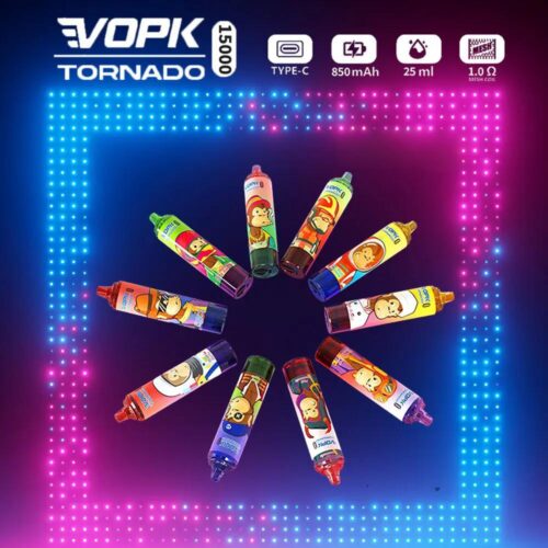 VOPK Tornado 15000 Puffs Disposable Vape – Dual Flavor, LED Display, Rechargeable Design