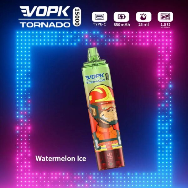 VOPK Tornado 15000 Puffs Disposable Vape – Dual Flavor, LED Display, Rechargeable Design
