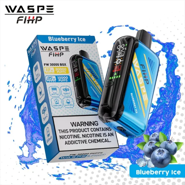 Waspe 30,000 Puffs Disposable Vape – Dual Mesh Coils, LCD Display, Rechargeable