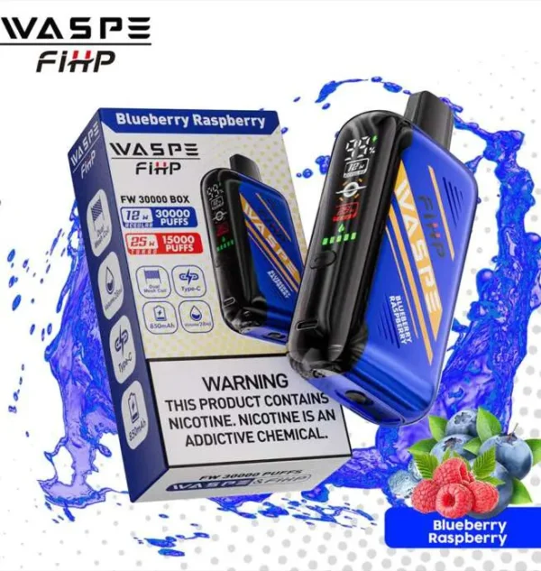 Waspe 30,000 Puffs Disposable Vape – Dual Mesh Coils, LCD Display, Rechargeable
