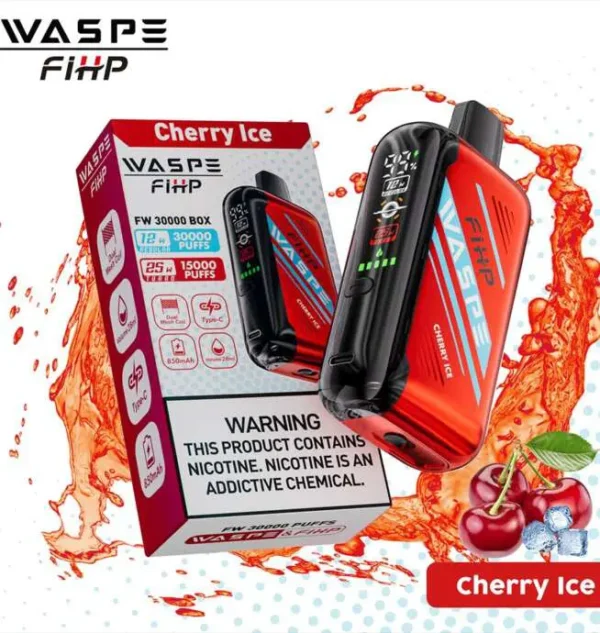 Waspe 30,000 Puffs Disposable Vape – Dual Mesh Coils, LCD Display, Rechargeable