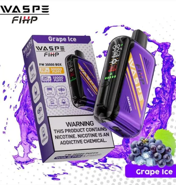 Waspe 30,000 Puffs Disposable Vape – Dual Mesh Coils, LCD Display, Rechargeable