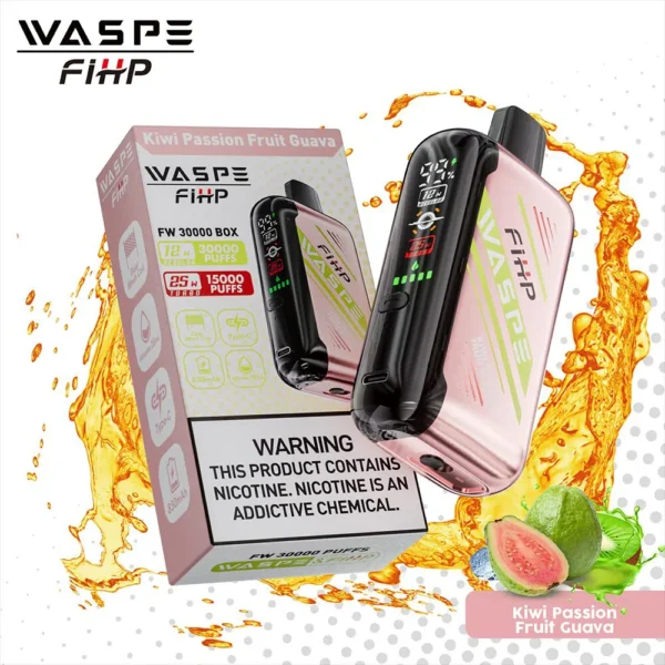 Waspe 30,000 Puffs Disposable Vape – Dual Mesh Coils, LCD Display, Rechargeable