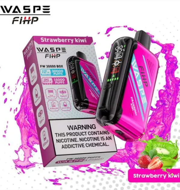 Waspe 30,000 Puffs Disposable Vape – Dual Mesh Coils, LCD Display, Rechargeable