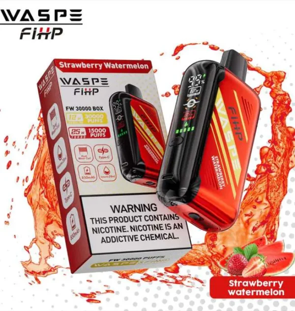 Waspe 30,000 Puffs Disposable Vape – Dual Mesh Coils, LCD Display, Rechargeable