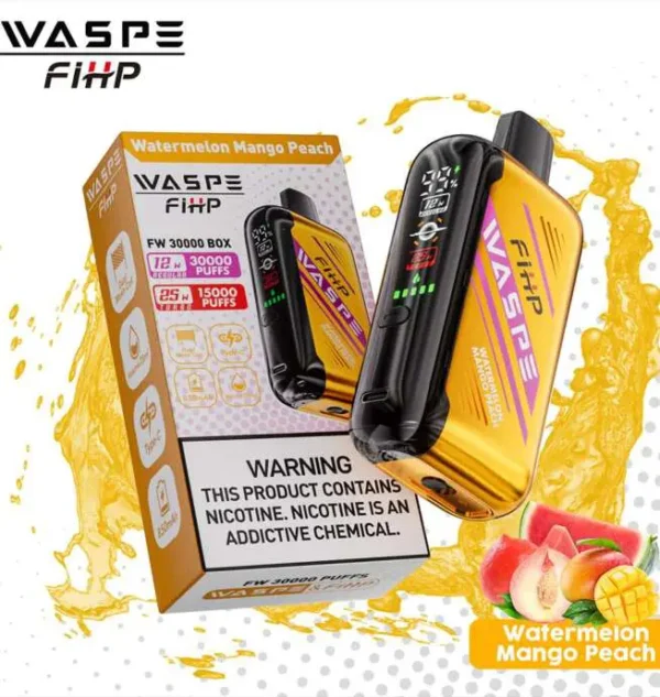 Waspe 30,000 Puffs Disposable Vape – Dual Mesh Coils, LCD Display, Rechargeable