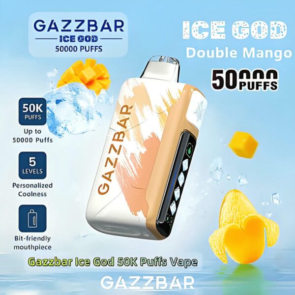 Gazzbar Ice God 50000 Puffs Disposable Vape – Adjustable Ice Level, LCD Display, Ultimate Cooling Experience
