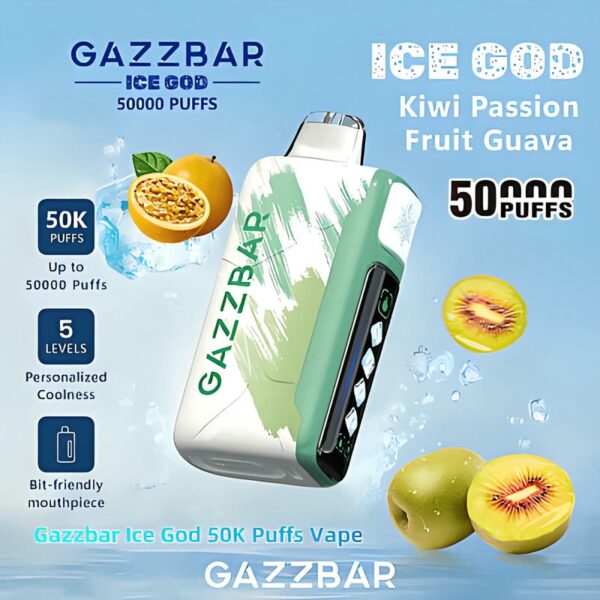 Gazzbar Ice God 50000 Puffs Disposable Vape – Adjustable Ice Level, LCD Display, Ultimate Cooling Experience