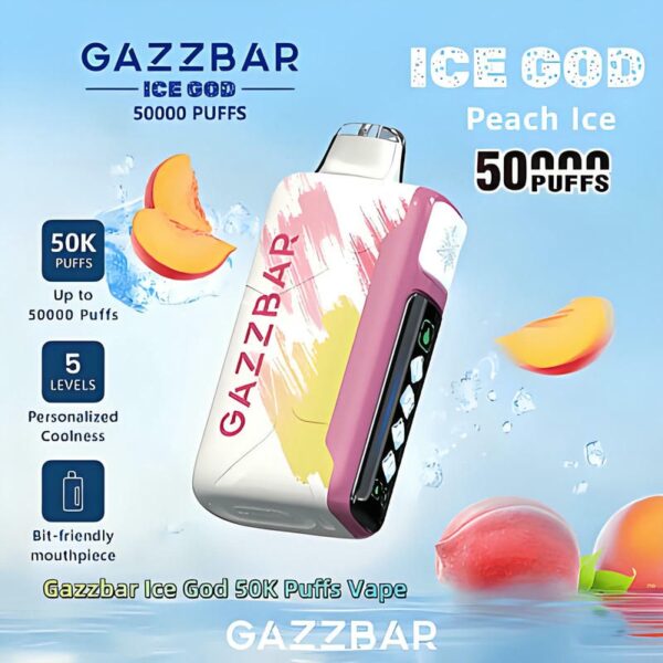 Gazzbar Ice God 50000 Puffs Disposable Vape – Adjustable Ice Level, LCD Display, Ultimate Cooling Experience