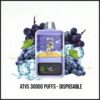 ATVS Cloud 30000 Puffs Disposable Vape – 40W Power Dual Mesh Coil 30mL E-liquid Adjustable Airflow