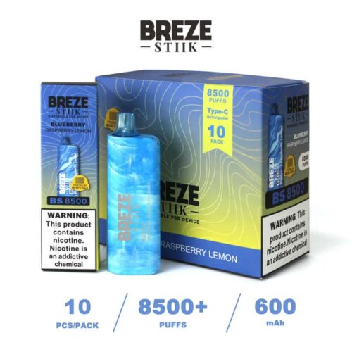 BS BS8500 Vape by Breze Stiik – 8500 Puffs with 17mL E-liquid, 2% or 5% Nicotine, Mesh Coil, and Type-C Rechargeable Battery