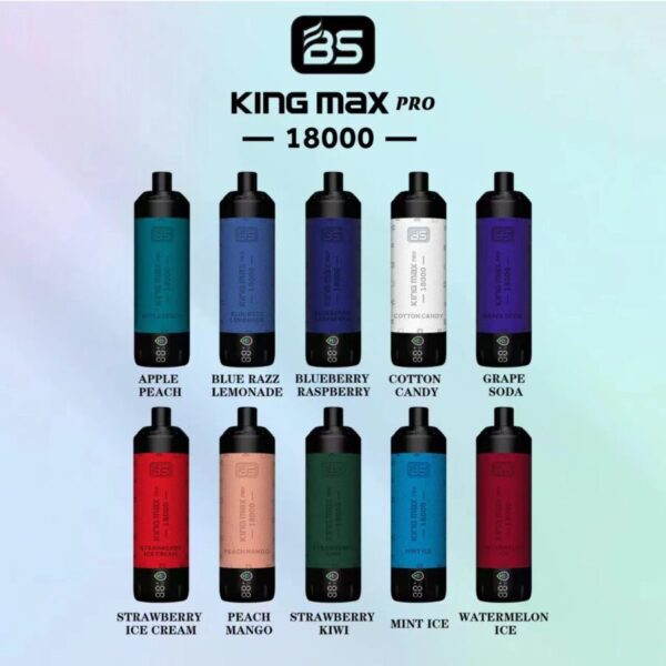BS Kingmax Pro 18000 Puffs Vape – LED Screen, Type-C, Mesh Coil, Adjustable Airflow, 0–2% Nicotine