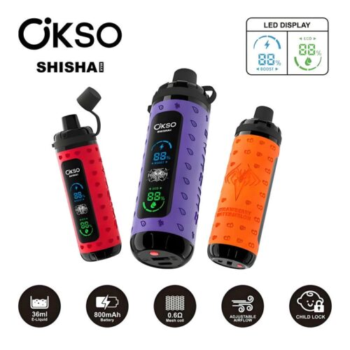 Okso Shisha Max 40K Disposable Vape – 40,000 Puffs, Dual Mode, Digital Display, 36mL