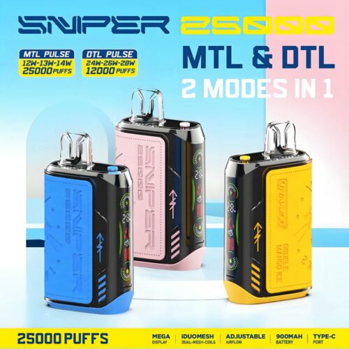 VAPMOD SNIPER 25000 Puffs Disposable Vape – LED Display, Leather Finish, Original Edition
