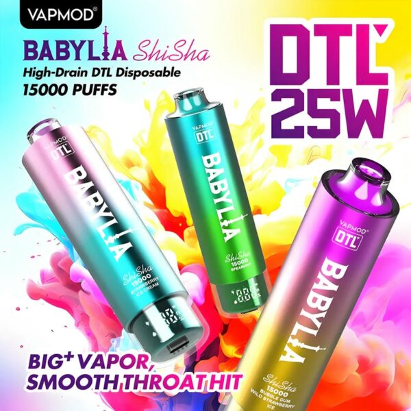 VAPMOD BABYLIA 15000 Puffs DTL Disposable Vape – Long-lasting & Smooth Draw