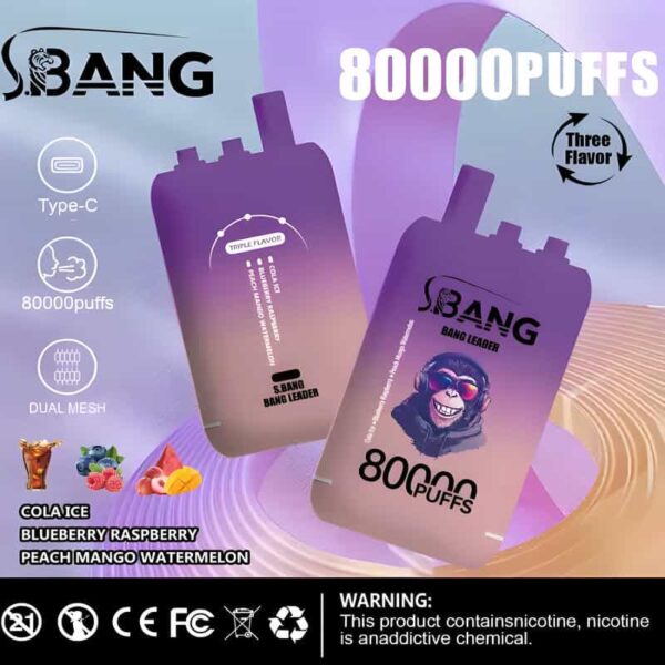 Bang Leader 80000 Puffs 3-in-1 Disposable Vape – Rechargeable & Original Flavors