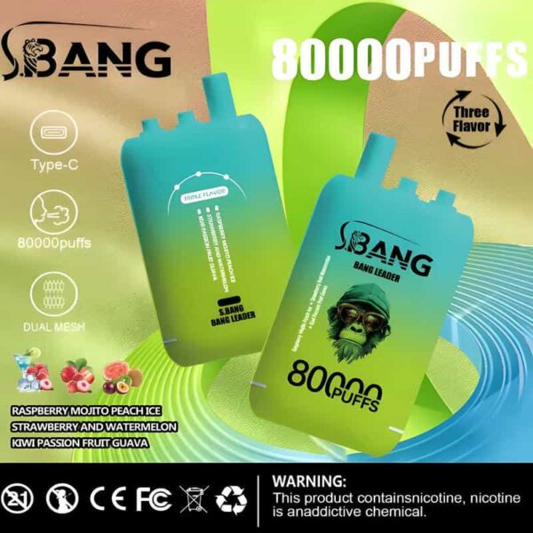 Bang Leader 80000 Puffs 3-in-1 Disposable Vape – Rechargeable & Original Flavors