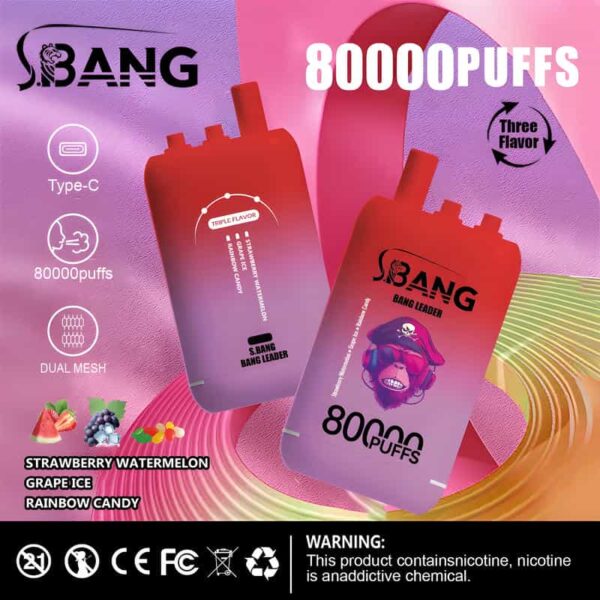 Bang Leader 80000 Puffs 3-in-1 Disposable Vape – Rechargeable & Original Flavors